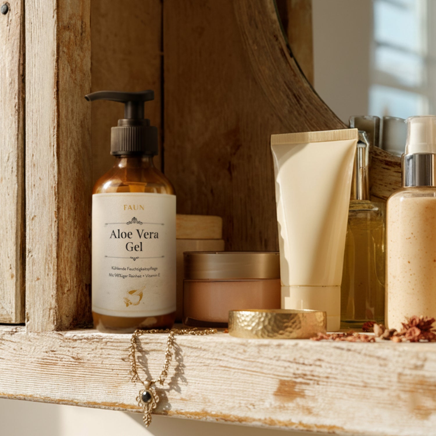 Aloe Vera Gel mit 98 % Bio-Aloe, Glycerin &amp; Vitamin E | Kühlende Feuchtigkeit für Gesicht, Körper &amp; Haare