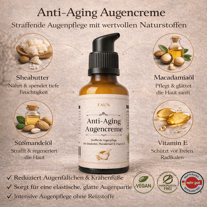Anti-Age Augencreme mit Vitamin E, Sheabutter &amp; Bio-Mandelöl | Overnight-Lift &amp; Feuchtigkeit