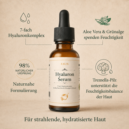 Hyaluron Serum mit multi-molekularer Hyaluronsäure &amp; Pentylene Glycol | Sofort-Feuchtigkeit &amp; Aufpolster-Effekt für alle Hauttypen