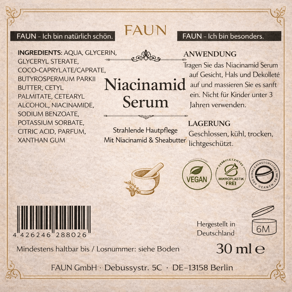 Niacinamid Serum mit 5 % Vitamin B3, Glycerin &amp; Sheabutter | Klärende Pflege bei Unreinheiten, Rötungen &amp; Pigmentflecken